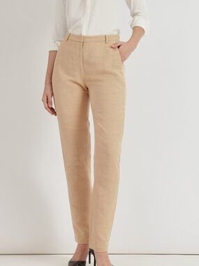 A New Day 2 linen tapered trousers beige tan high rise pockets Target office